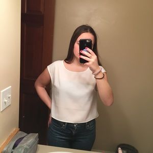 Express cropped white blouse